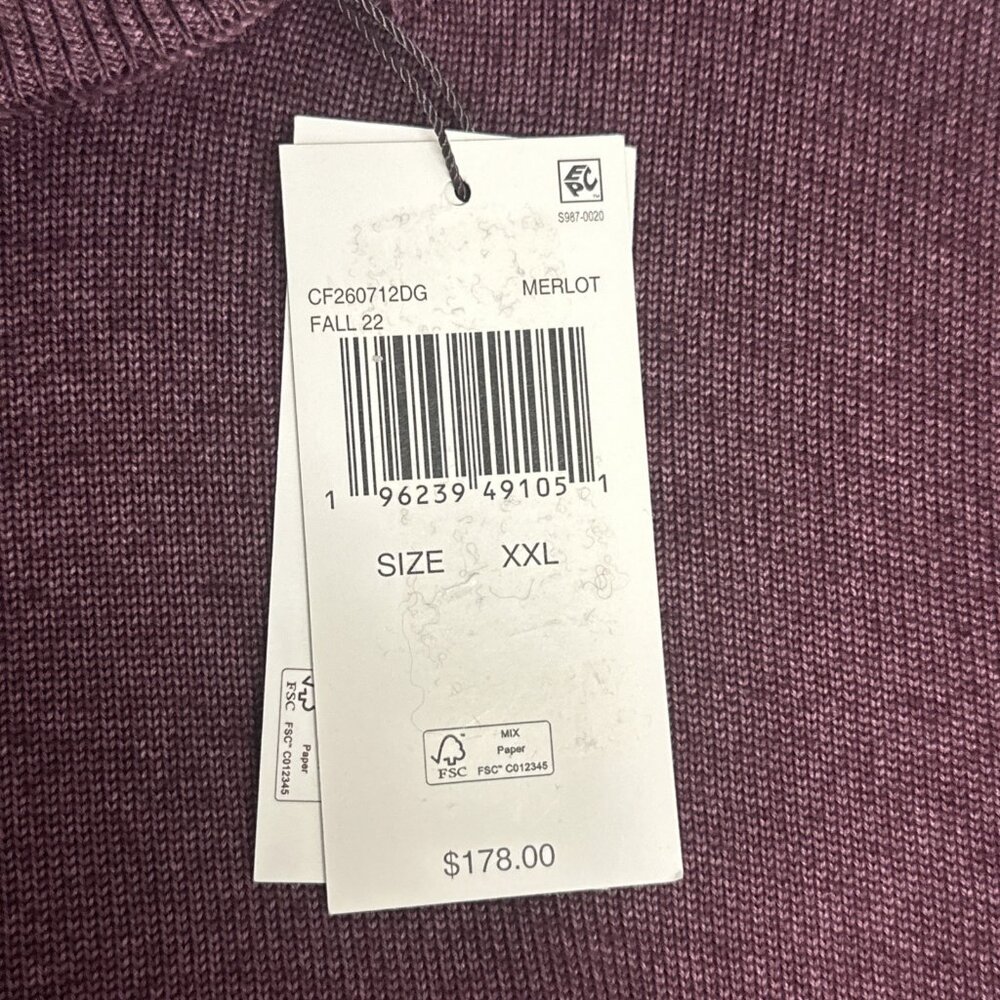 Michael Kors Men’s XXL Sweater Half Zip Merlot 100% Extrafine Merino Wool - Picture 11 of 11